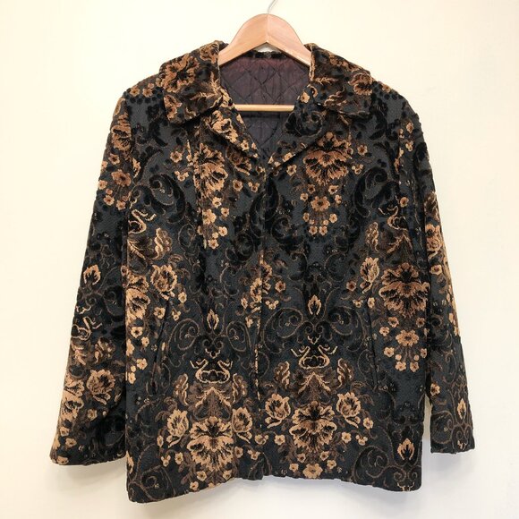 Vintage Brown and Black Chenille Tapestry Jacket with Quilted Lining - Picture 1 of 6
